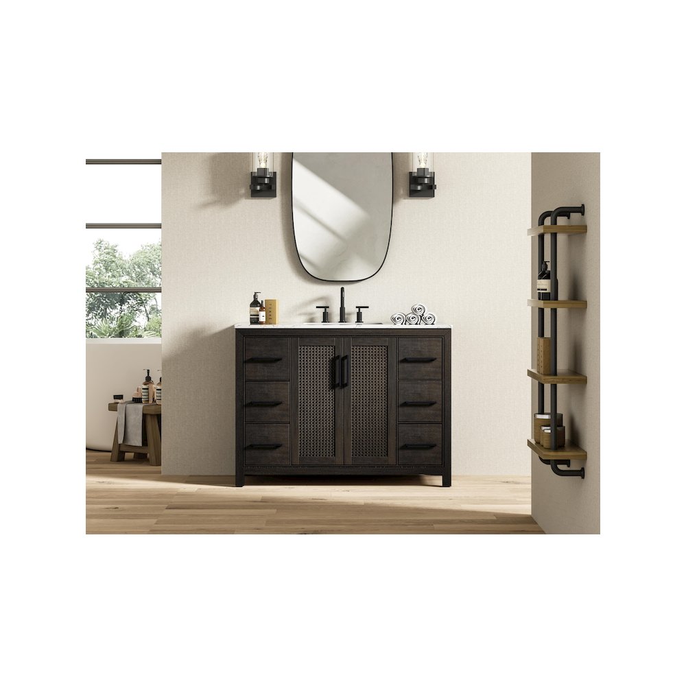 48 Inch Single Bathroom Vanity In  Chocolate Oak