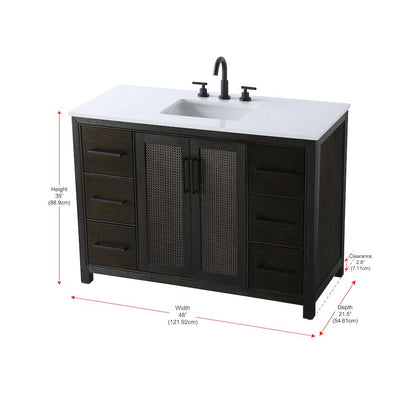48 Inch Single Bathroom Vanity In  Chocolate Oak