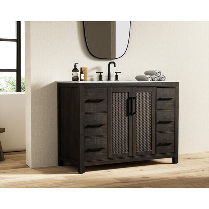 48 Inch Single Bathroom Vanity In  Chocolate Oak