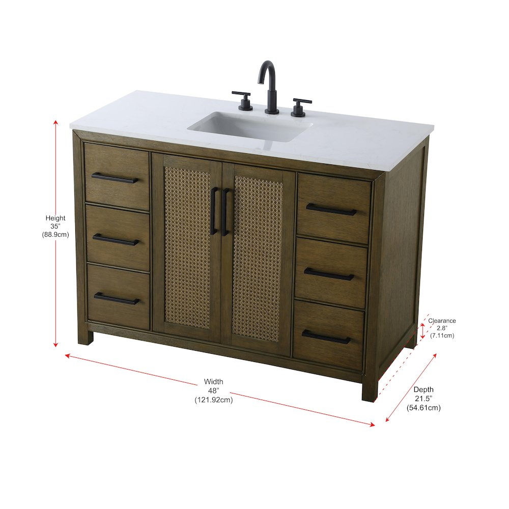 48 Inch Single Bathroom Vanity In Hazel Oak