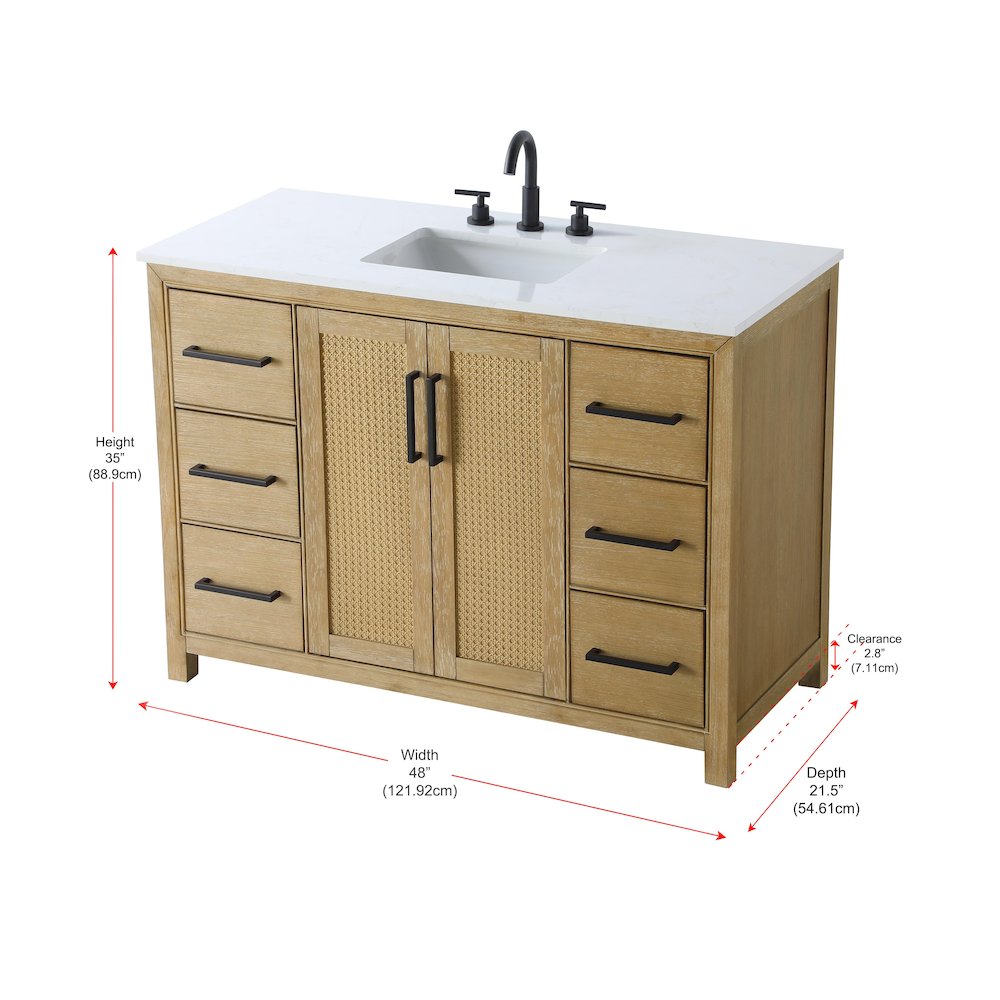 48 Inch Single Bathroom Vanity In Linen Oak