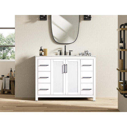 48 Inch Single Bathroom Vanity In White