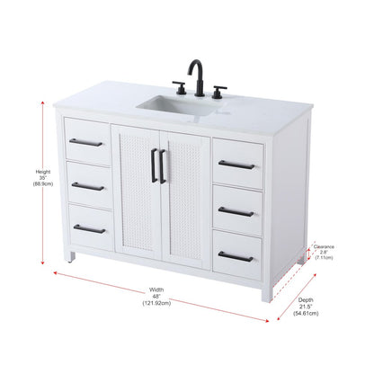48 Inch Single Bathroom Vanity In White