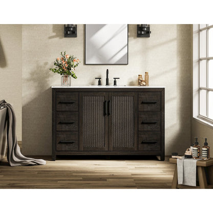54 Inch Single Bathroom Vanity In Chocolate Oak
