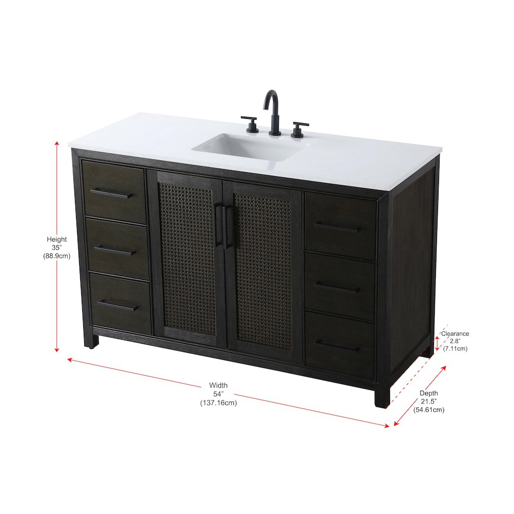 54 Inch Single Bathroom Vanity In Chocolate Oak