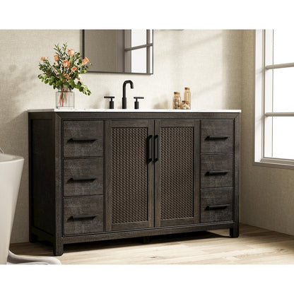 54 Inch Single Bathroom Vanity In Chocolate Oak