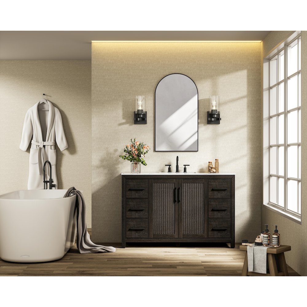 54 Inch Single Bathroom Vanity In Chocolate Oak