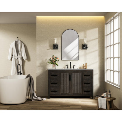 54 Inch Single Bathroom Vanity In Chocolate Oak