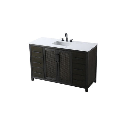 54 Inch Single Bathroom Vanity In Chocolate Oak