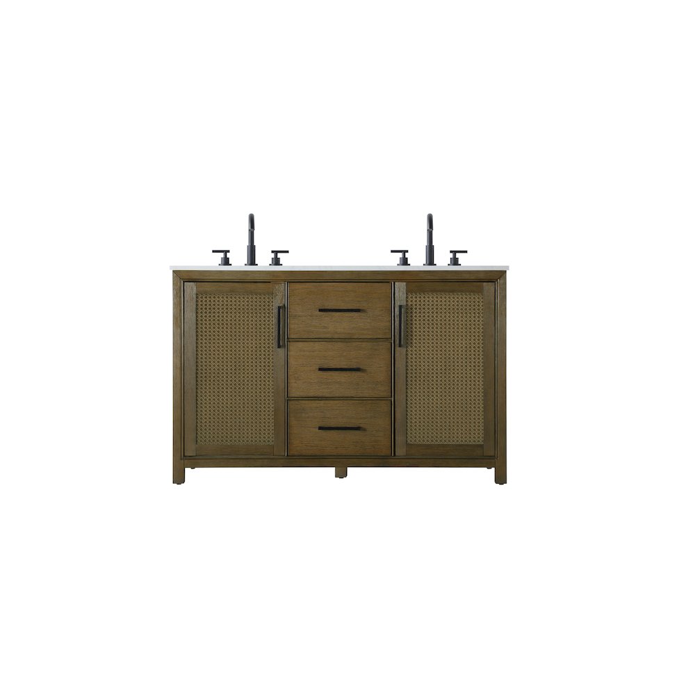 54 Inch Double Bathroom Vanity In Hazel Oak