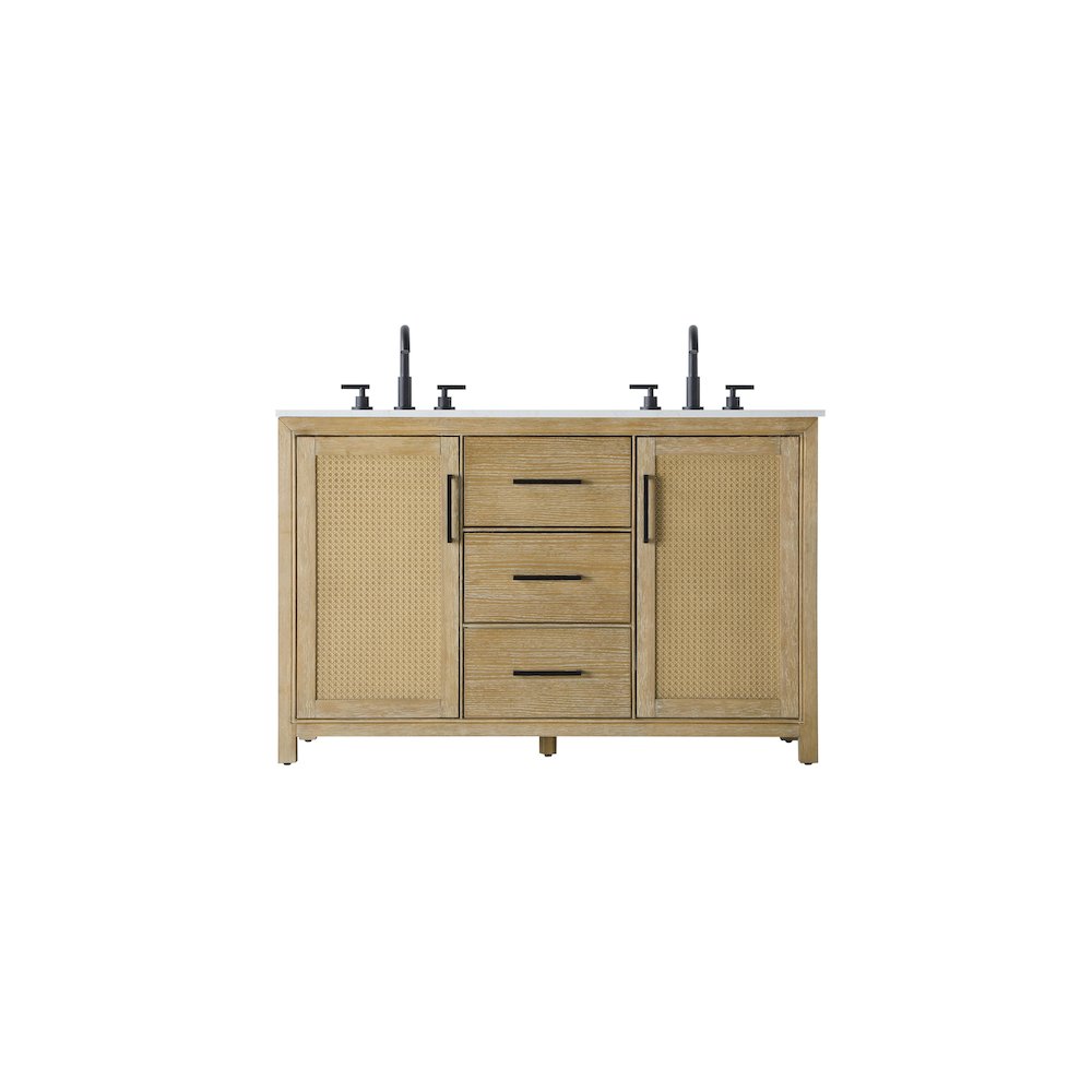 54 Inch Double Bathroom Vanity In Linen Oak