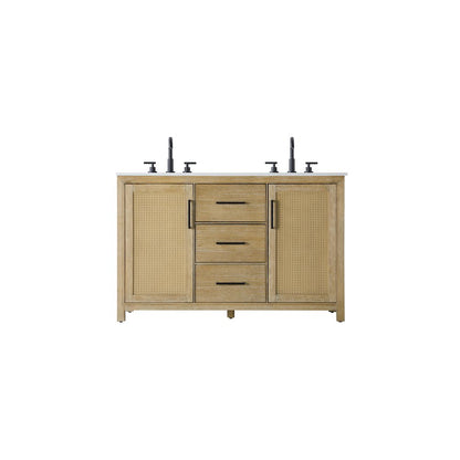 54 Inch Double Bathroom Vanity In Linen Oak