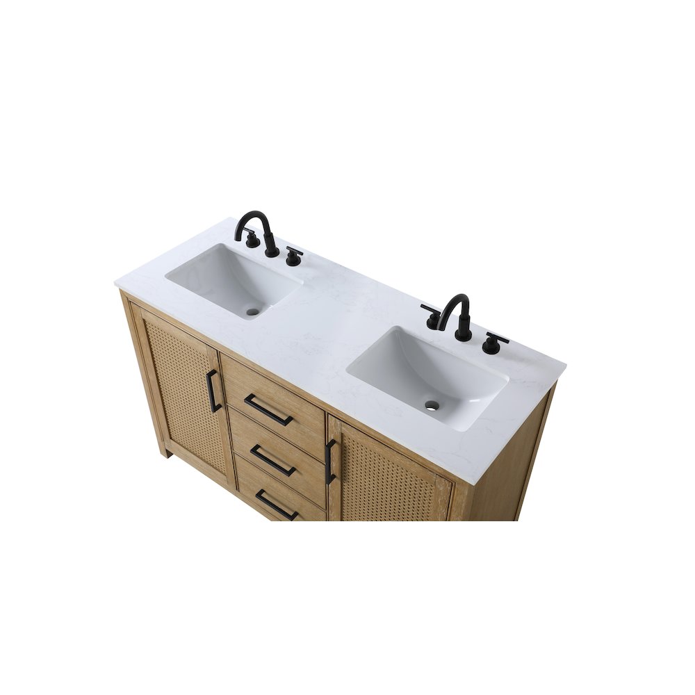 54 Inch Double Bathroom Vanity In Linen Oak