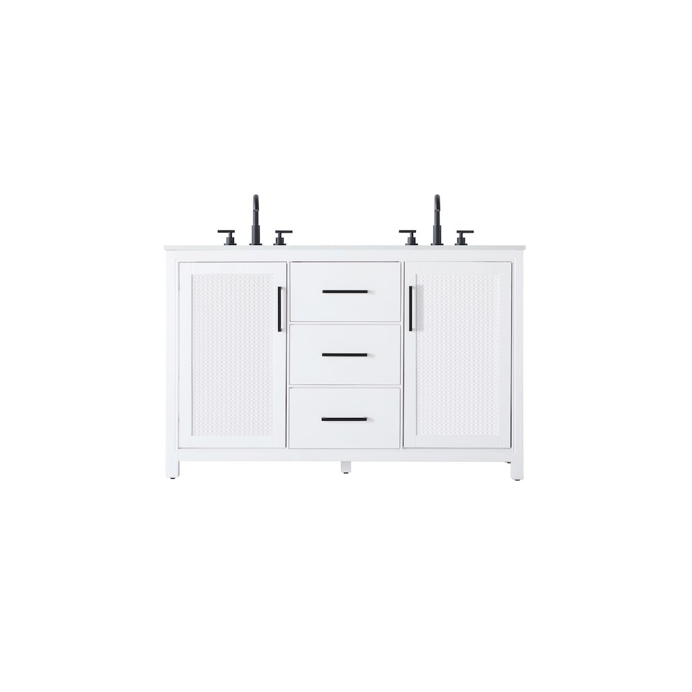 54 Inch Double Bathroom Vanity In White