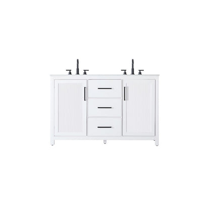 54 Inch Double Bathroom Vanity In White