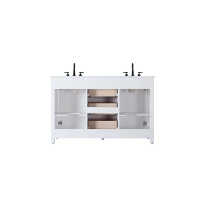 54 Inch Double Bathroom Vanity In White