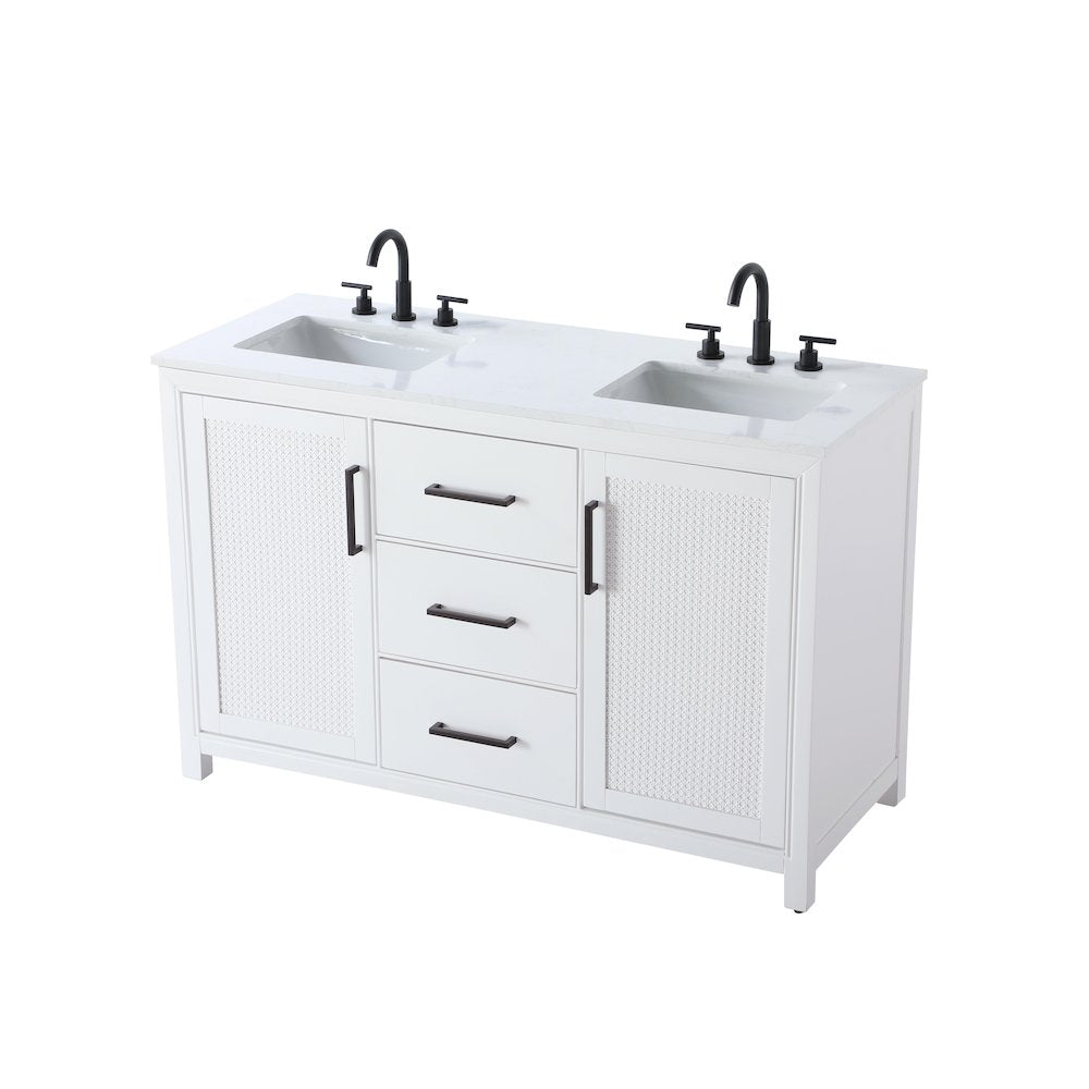 54 Inch Double Bathroom Vanity In White