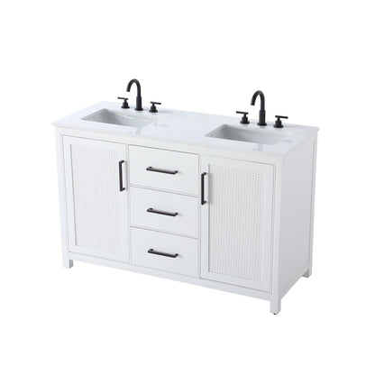 54 Inch Double Bathroom Vanity In White