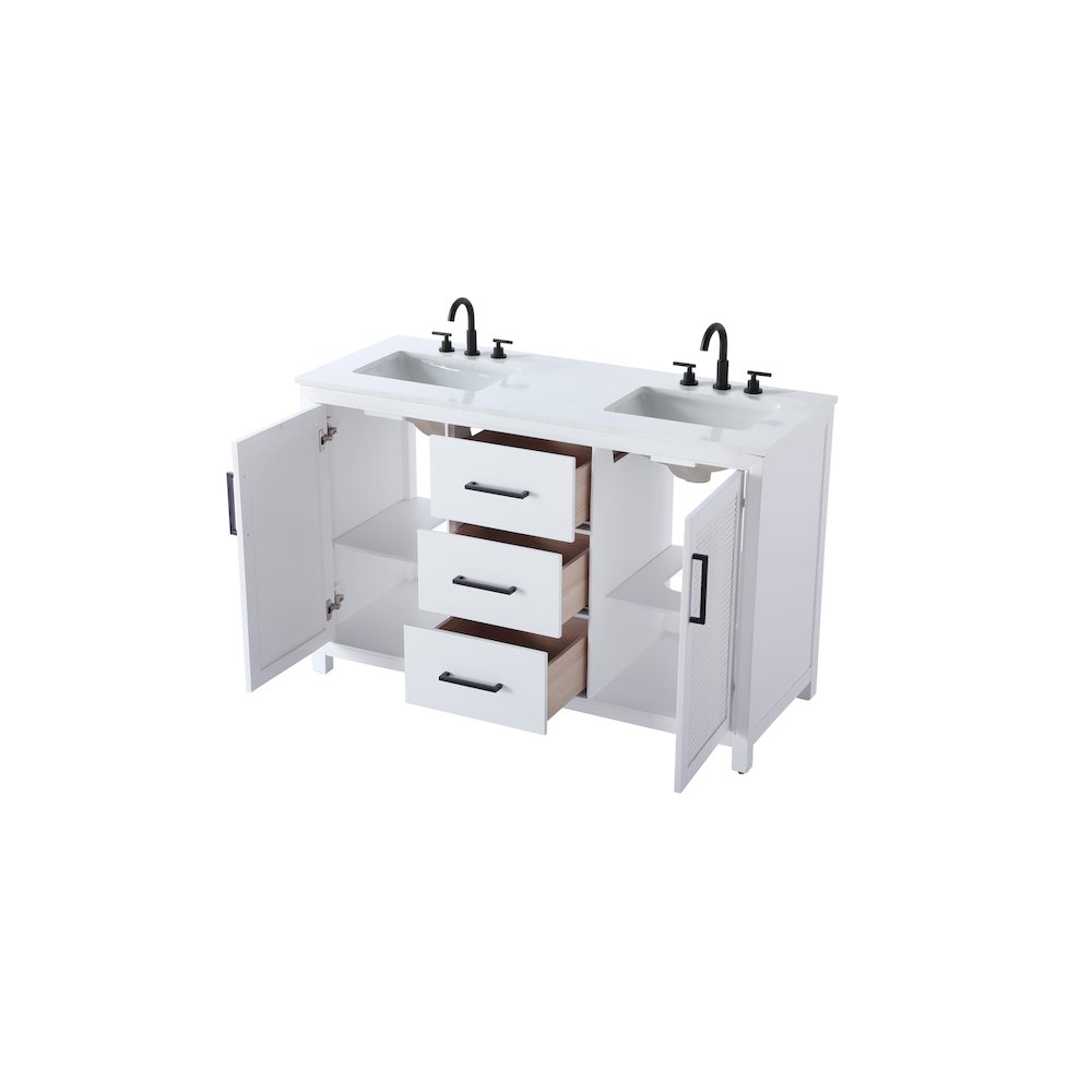 54 Inch Double Bathroom Vanity In White