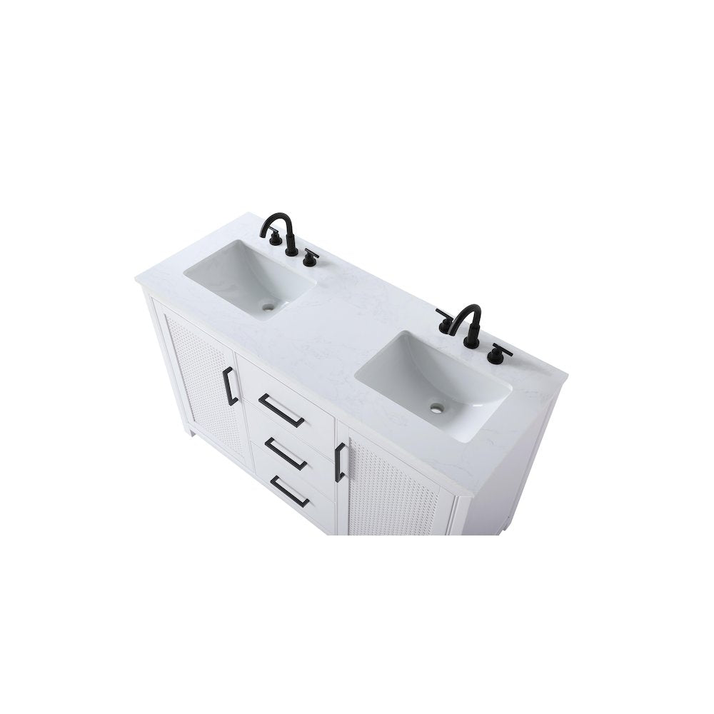 54 Inch Double Bathroom Vanity In White