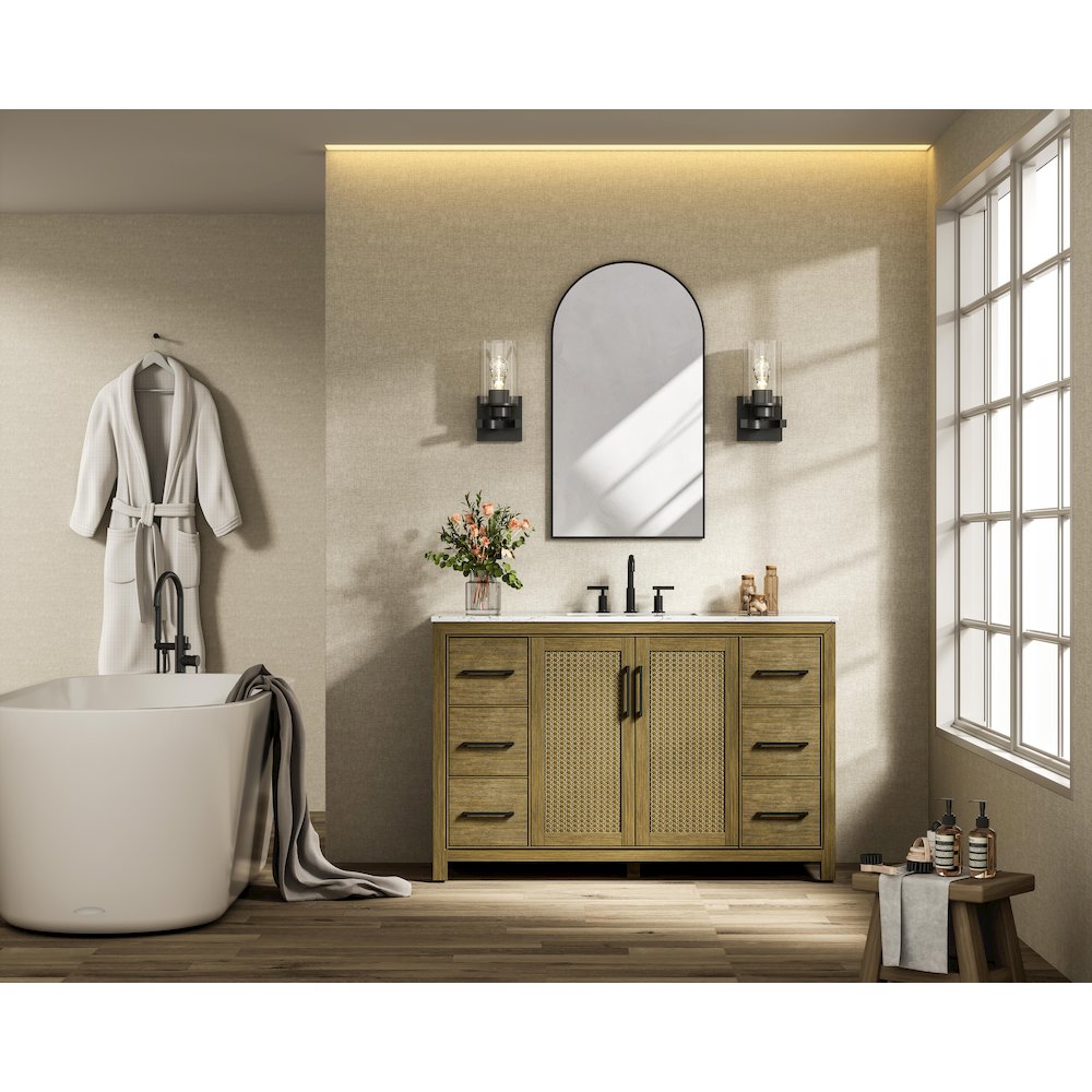 54 Inch Single Bathroom Vanity In Hazel Oak