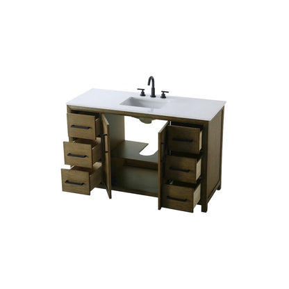 54 Inch Single Bathroom Vanity In Hazel Oak