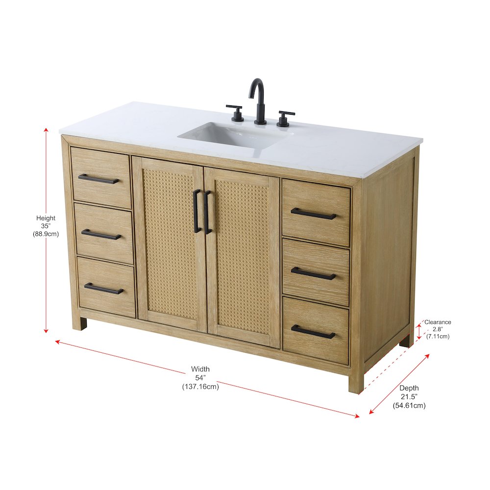 54 Inch Single Bathroom Vanity In Linen Oak