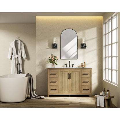 54 Inch Single Bathroom Vanity In Linen Oak