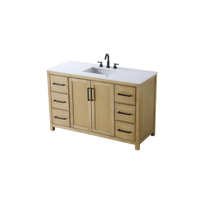 54 Inch Single Bathroom Vanity In Linen Oak