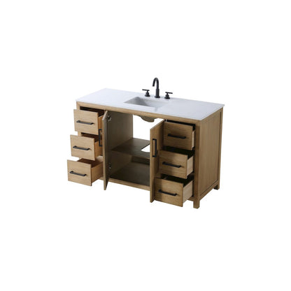 54 Inch Single Bathroom Vanity In Linen Oak