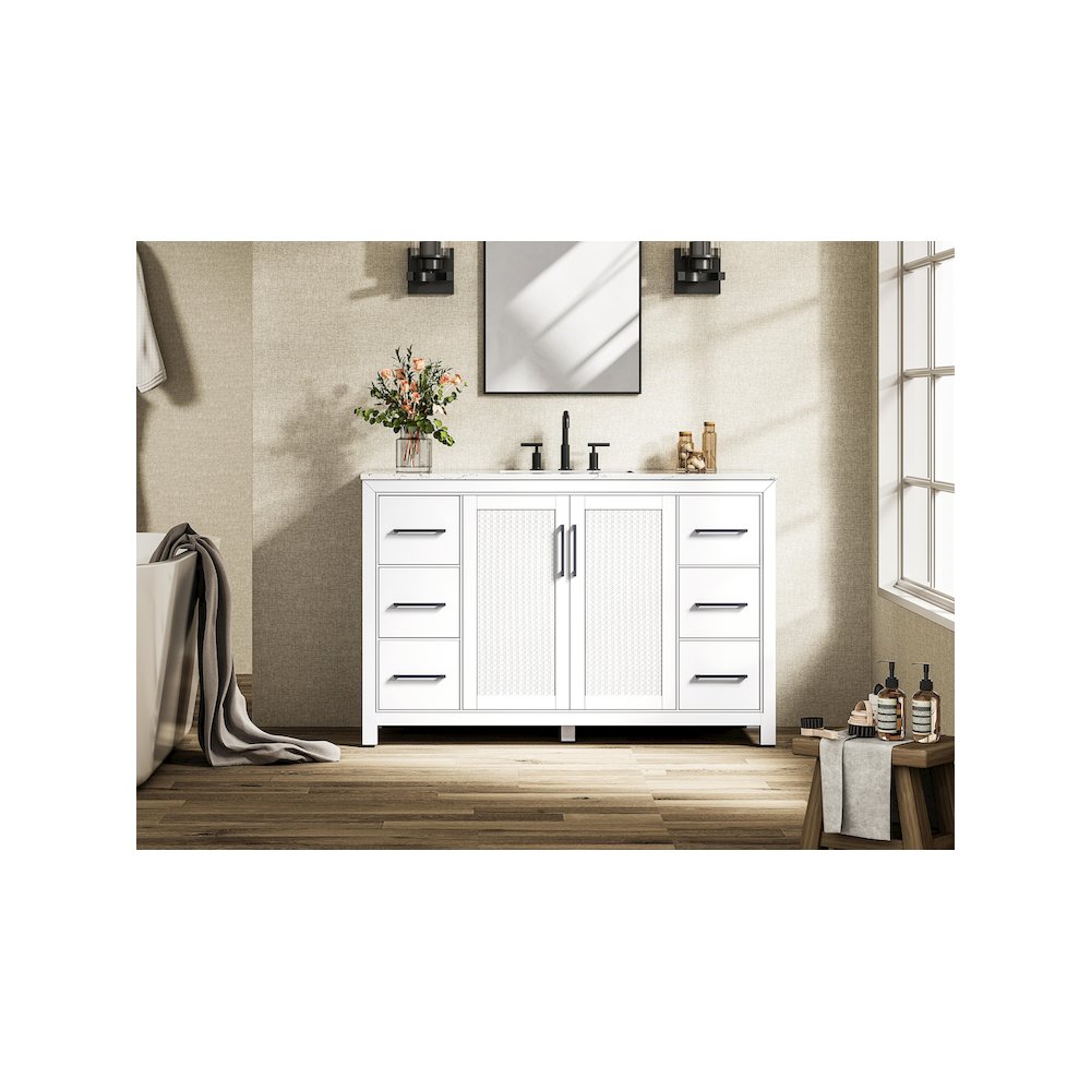 54 Inch Single Bathroom Vanity In White