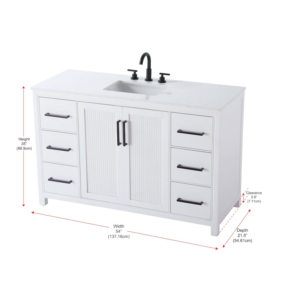 54 Inch Single Bathroom Vanity In White
