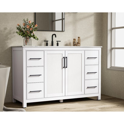54 Inch Single Bathroom Vanity In White