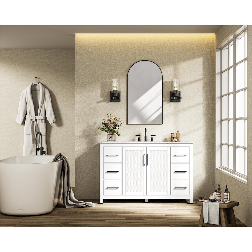 54 Inch Single Bathroom Vanity In White