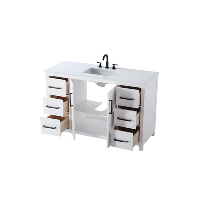 54 Inch Single Bathroom Vanity In White