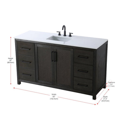 60 Inch Single Bathroom Vanity In Chocolate Oak