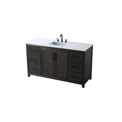60 Inch Single Bathroom Vanity In Chocolate Oak