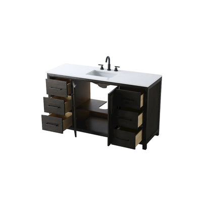 60 Inch Single Bathroom Vanity In Chocolate Oak