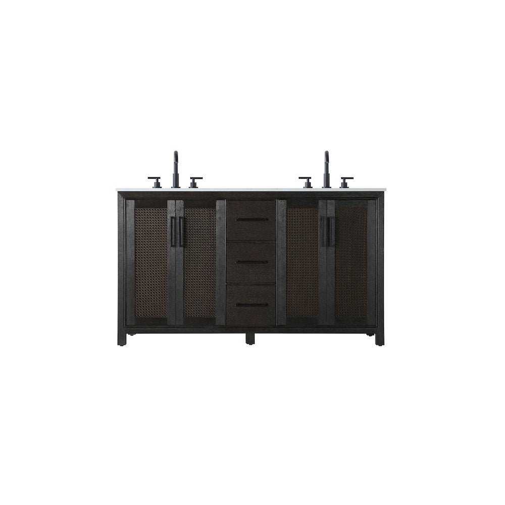 60 Inch Double Bathroom Vanity In Chocolate Oak