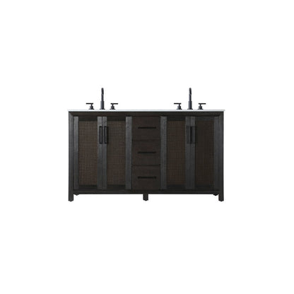 60 Inch Double Bathroom Vanity In Chocolate Oak