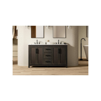 60 Inch Double Bathroom Vanity In Chocolate Oak