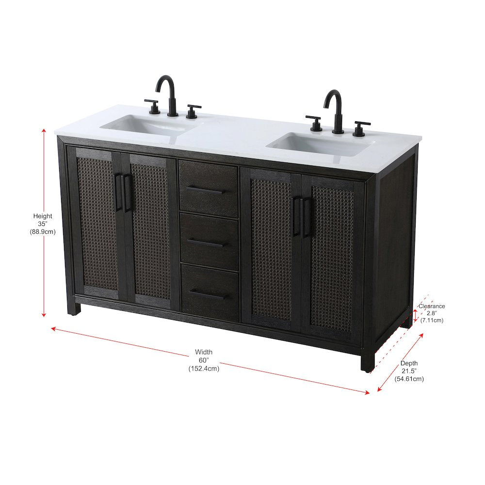60 Inch Double Bathroom Vanity In Chocolate Oak