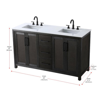 60 Inch Double Bathroom Vanity In Chocolate Oak