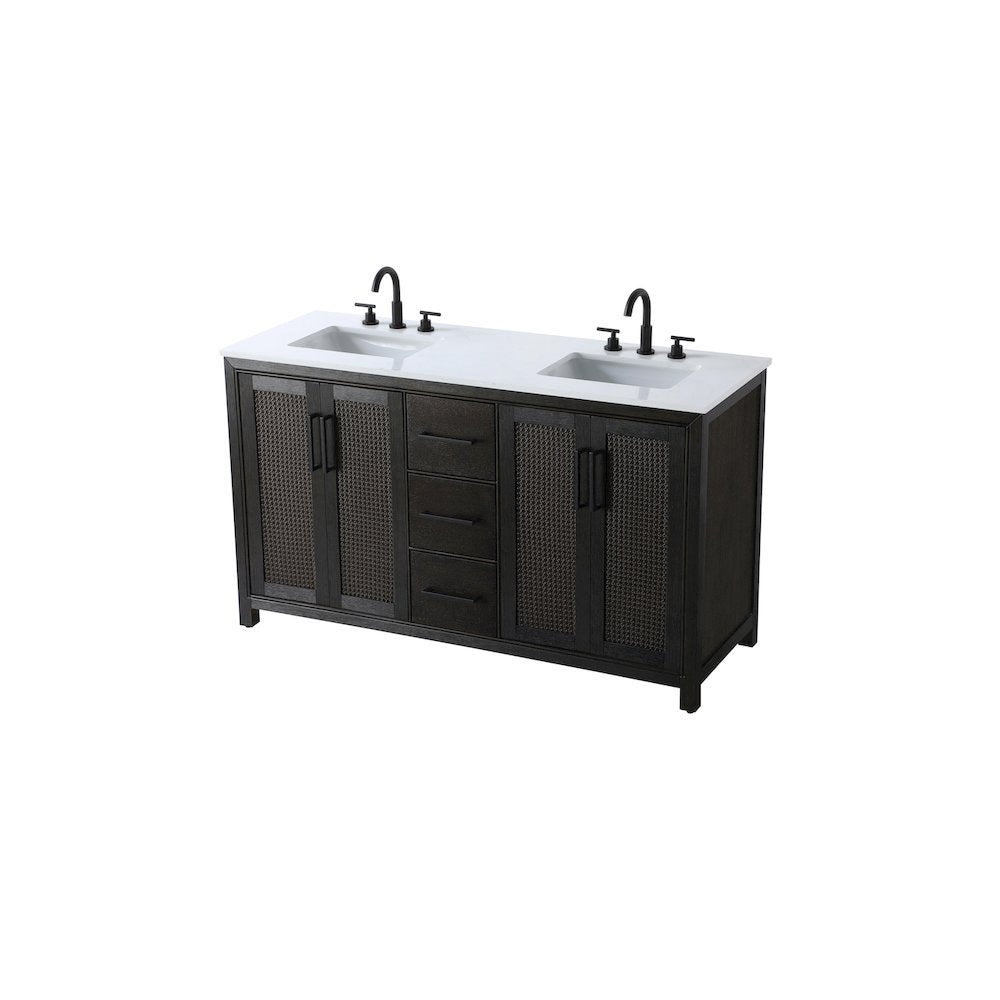 60 Inch Double Bathroom Vanity In Chocolate Oak