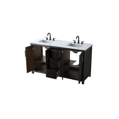 60 Inch Double Bathroom Vanity In Chocolate Oak