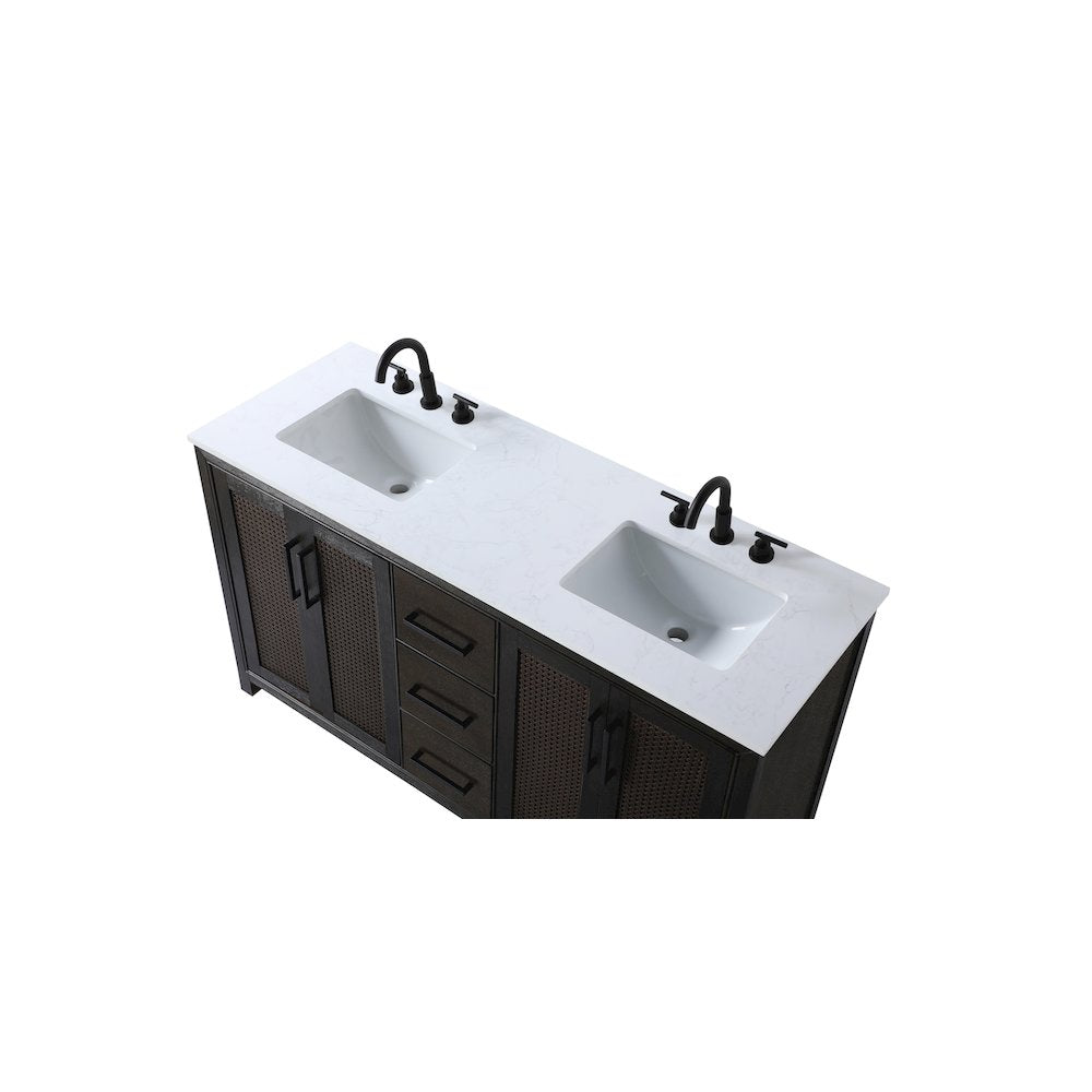 60 Inch Double Bathroom Vanity In Chocolate Oak