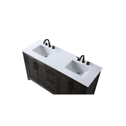 60 Inch Double Bathroom Vanity In Chocolate Oak