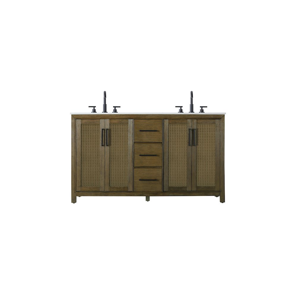 60 Inch Double Bathroom Vanity In Hazel Oak