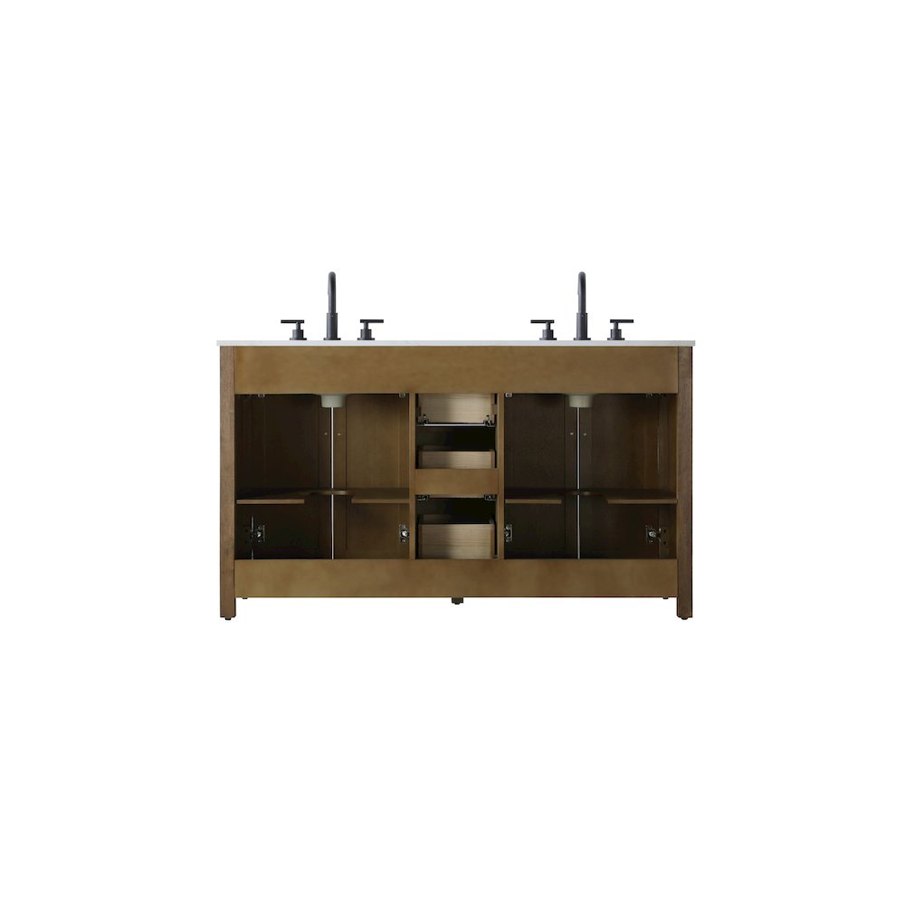 60 Inch Double Bathroom Vanity In Hazel Oak