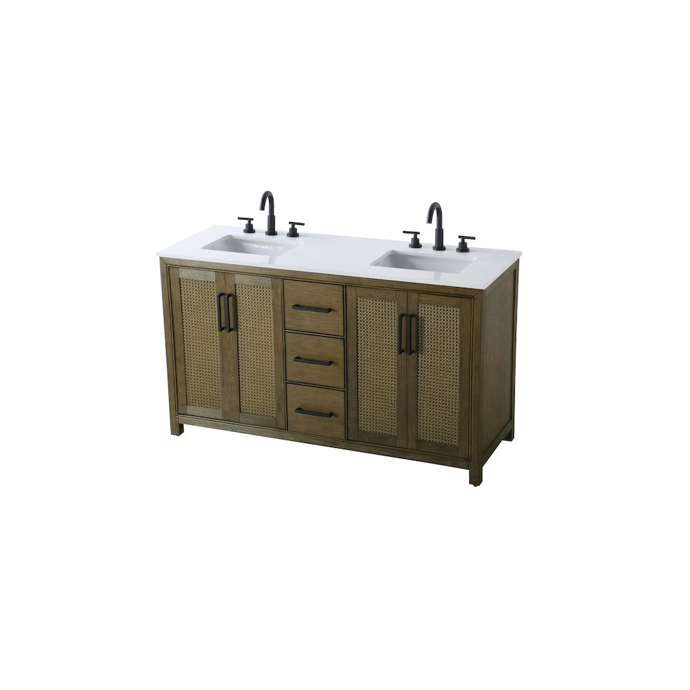 60 Inch Double Bathroom Vanity In Hazel Oak